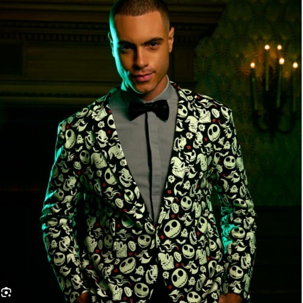 NEW The Nightmare Before‎ Christmas Glow In The Dark Blazer Jacket Mens L/ XL